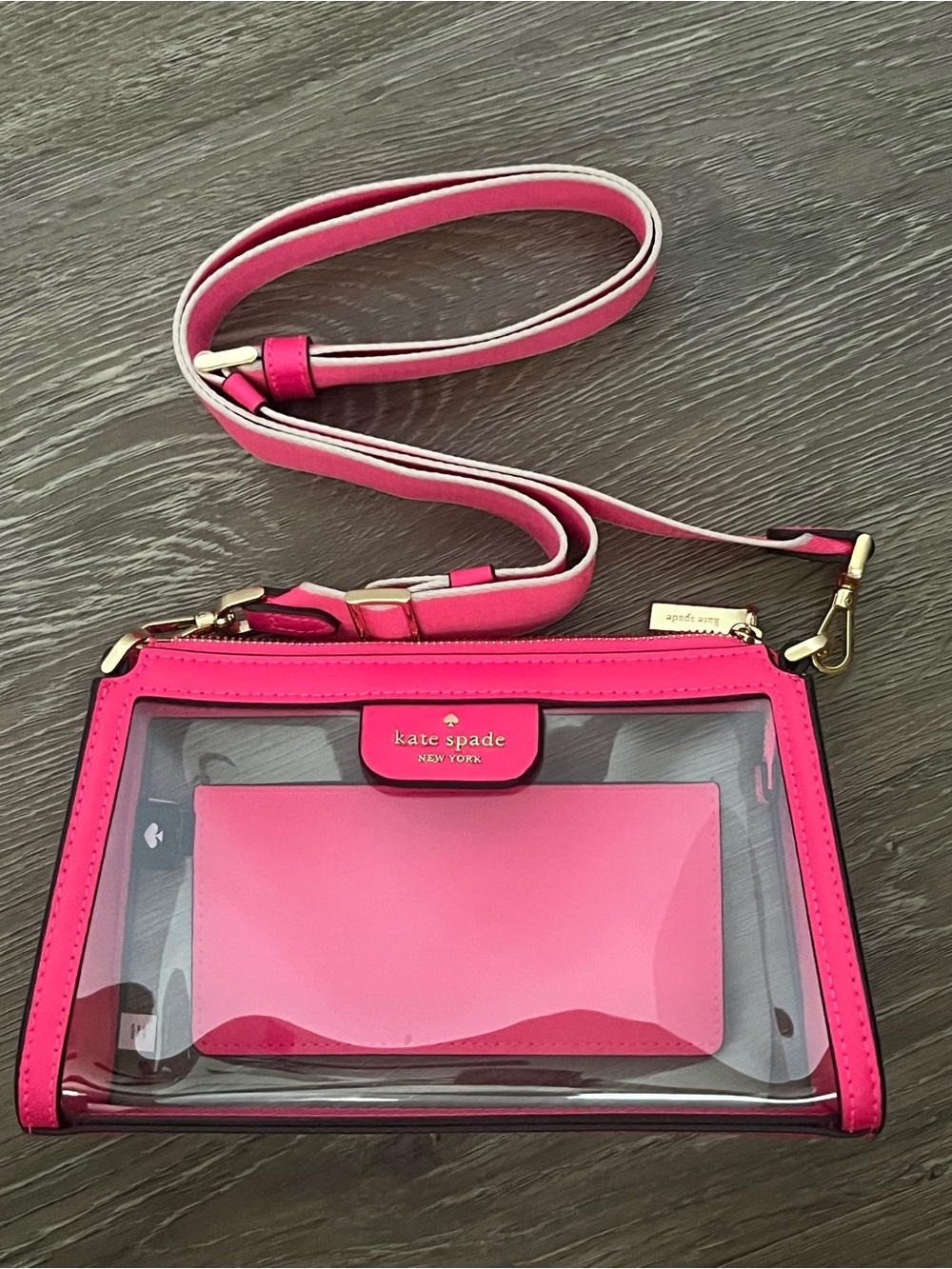 kate spade Hot Pink Clear Crossbody Bag with Gold Hardware - Picture 6 of 9